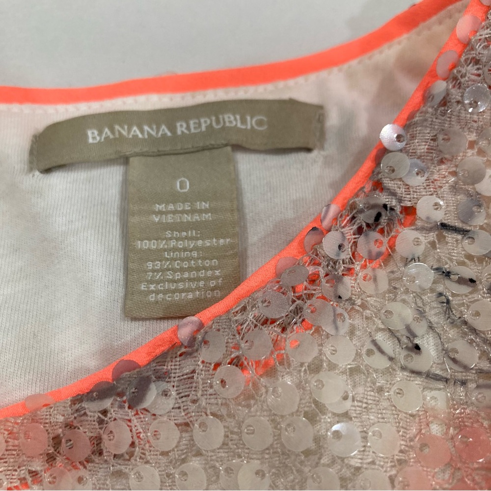 Banana Republic Ivory Pinkish and Black Sequins Peplum Bottom Flare Top - Picture 4 of 9